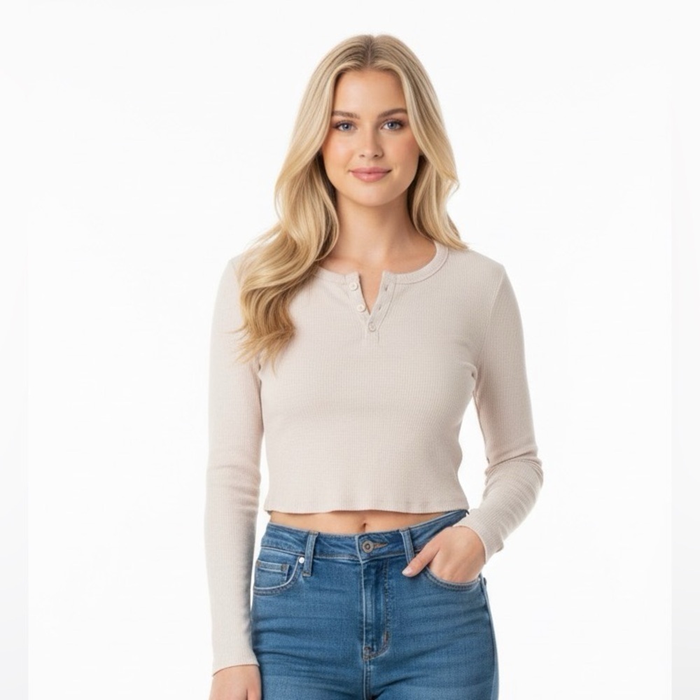 WILD FABLE dusty rose waffle knit crop top size small